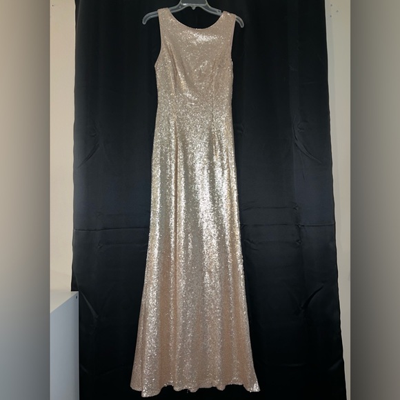 Lulu’s Rose Gold Sequined Maxi Dress - Picture 1 of 3